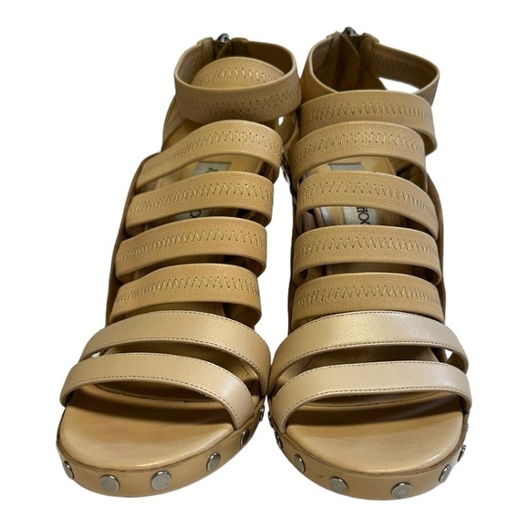Jimmy Choo Aston Elastic Sandal Leather Nude Heels Shoes 39.5 9.5 - Picture 4 of 16